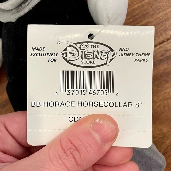 The Disney Store Vintage BB Horace Horsecollar Black & White Bean Bag Plush. - Picture 6 of 7